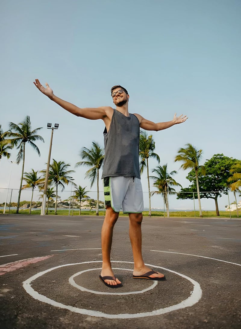 KuaiLu Men's Leather Flip Flops Arch Support Summer Beach Pool Water Thong Sandals Waterproof Rubber Walking Shoes Slip on Orthotic Casual Sport Cushioned Wide Slides Shower Slippers Brown Size 13 - Image 2